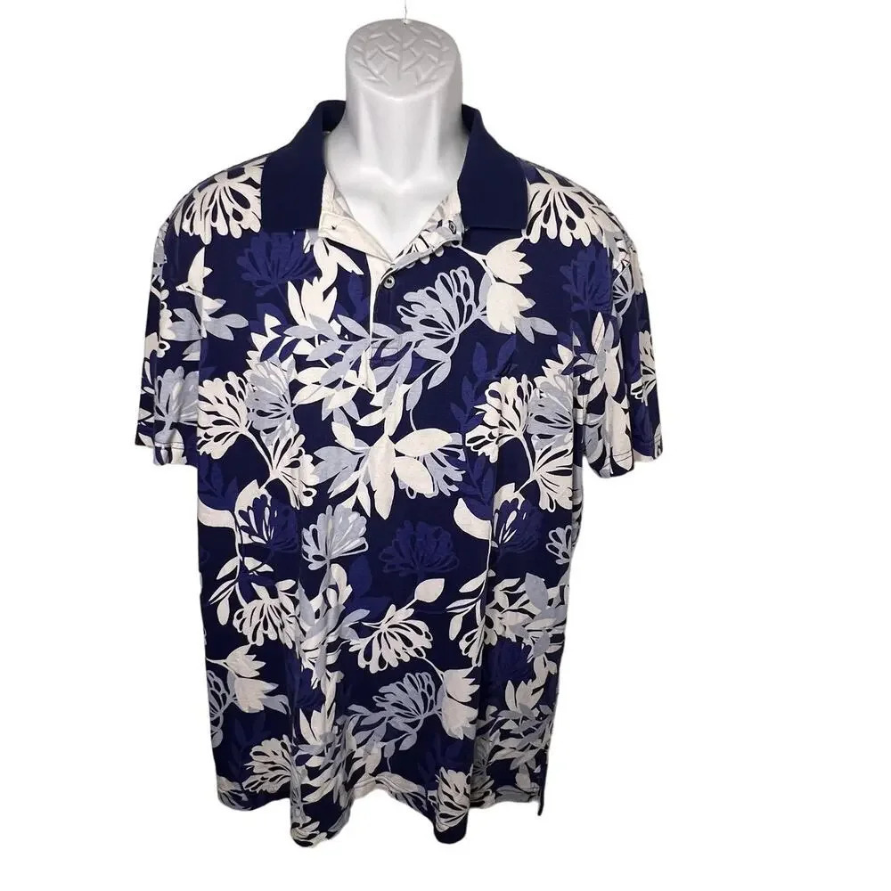Nautica a bit trimmer, XL, Hawaiian polo 1/4‎ button short sleeve hem vent￼